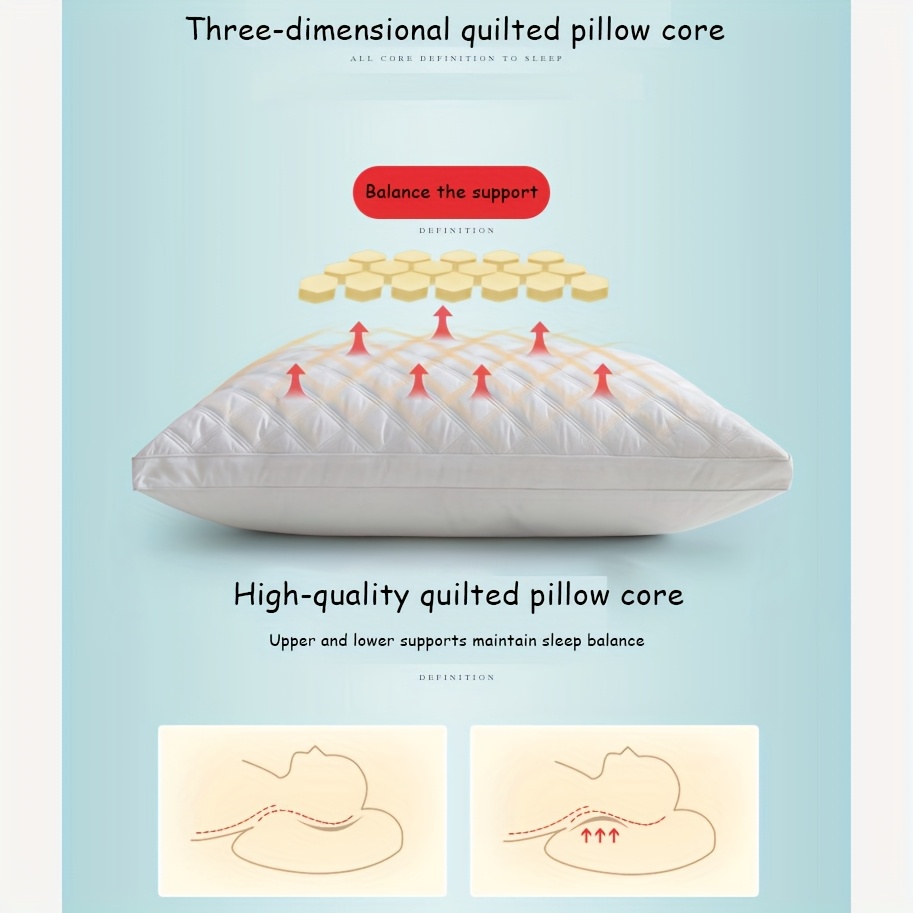 Luxury 5-* Quality Pillow - Deep Sleep Neck Support, High-Density Non-Sagging * Pillow with White Satin Cover, 100% Polyester Fill, Hand Wash Only & Vacuum Compression Packaging, Neck Pillow for Sleeping, Sophisticated Home Decor