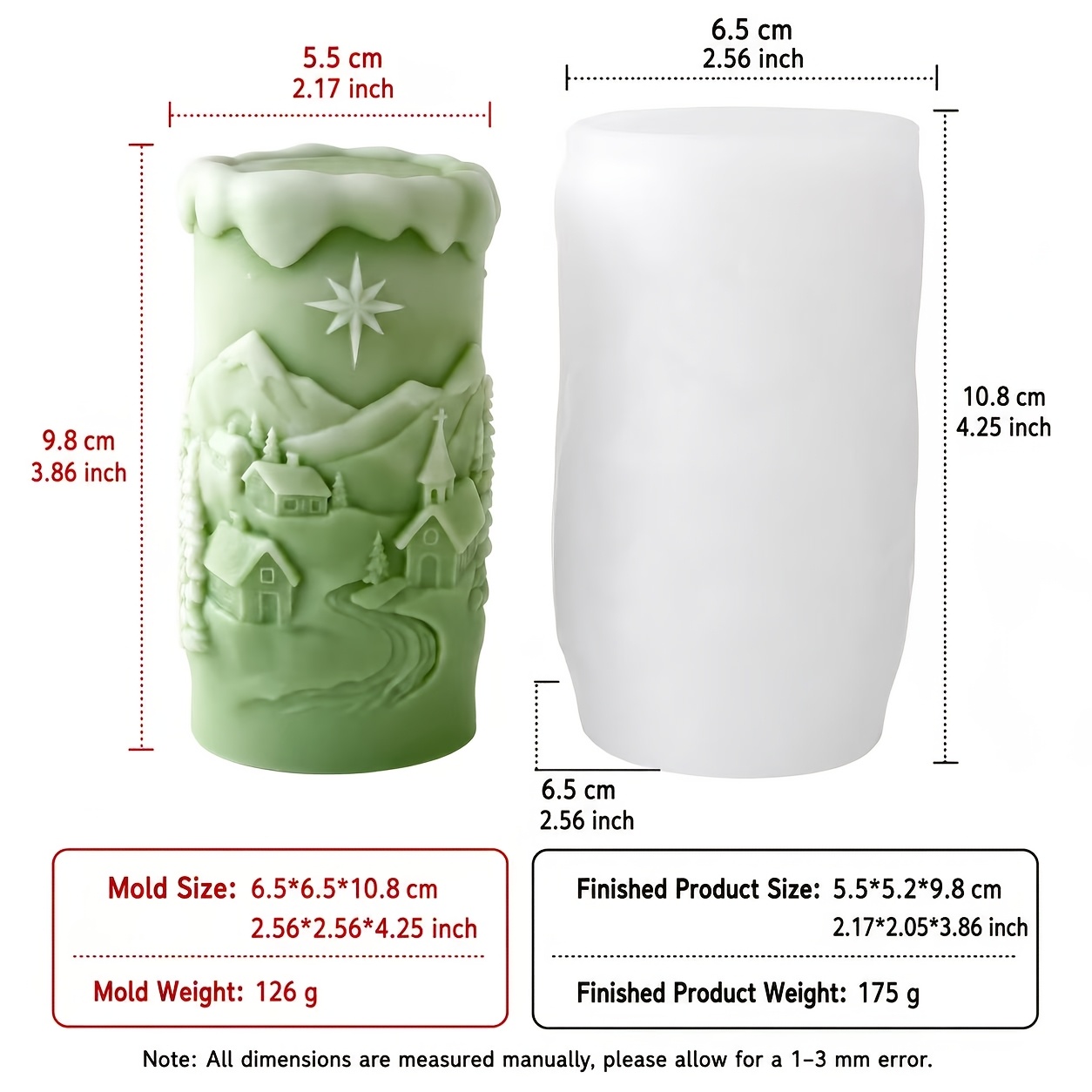 TEMU Candle Molds, 1pc Relief Cylindrical Silicone Mold, Suitable For Scented Candle Making, Christmas Home Decor, Holiday Handmade Gift