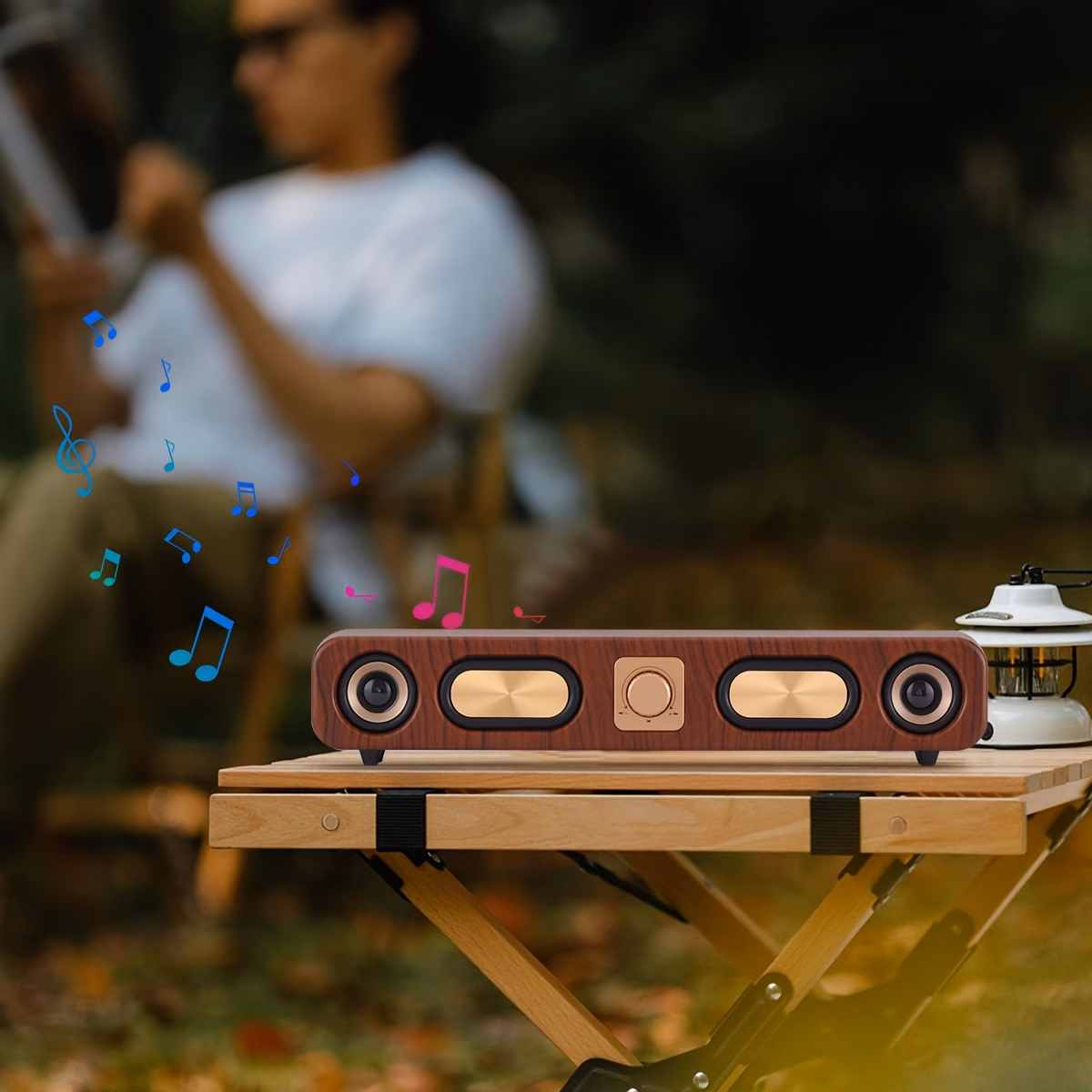 10W Vintage Wireless Bluetooth Sound Bar Speaker D...
