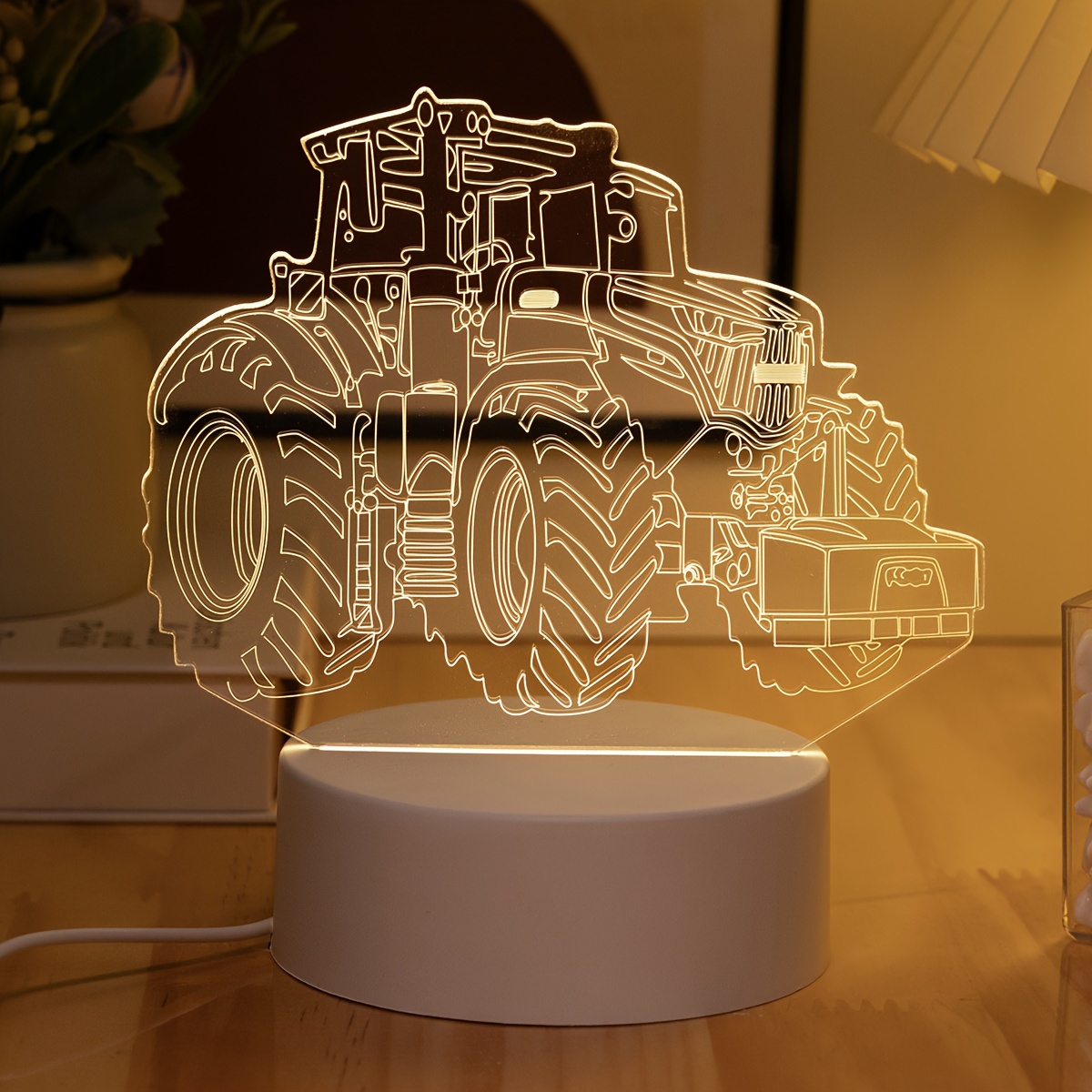 

Usb Powered Modern Desk Lamp: Illuminated Tractor Design For Bedroom, Living Room, Or Office