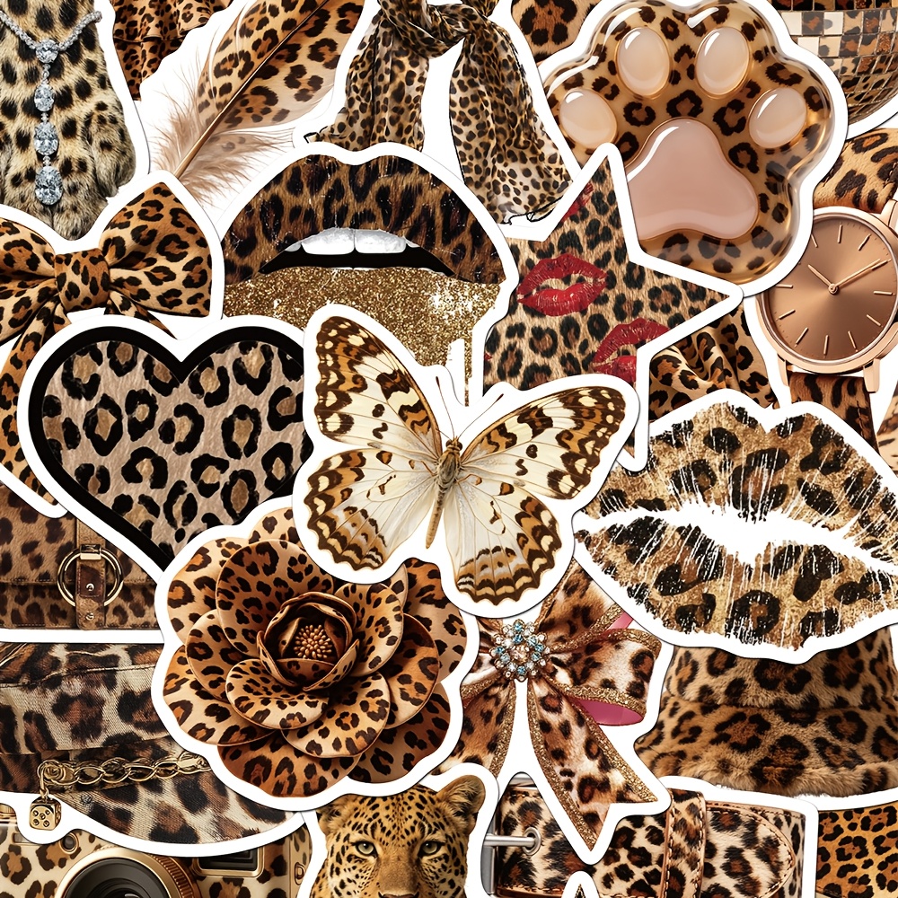 TEMU 50pcs Y2k Brown Leopard Print Stickers For Adults Teens Sticker Enthusiasts Scrapbooking Journaling Laptops Skateboards Add A To Your Devices!