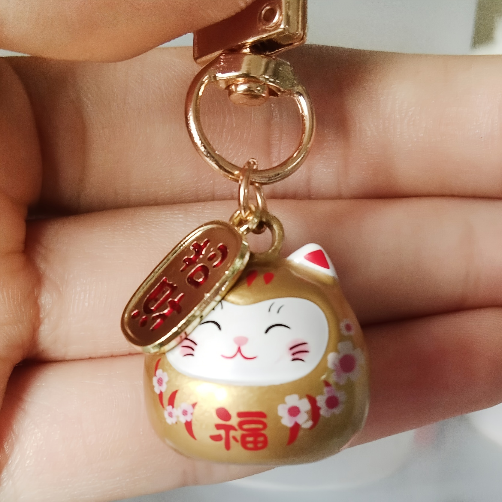 TEMU Men's Keychain, Cute Bag Pendant Ornament, Maneki Neko Charm, Accessory For Backpack