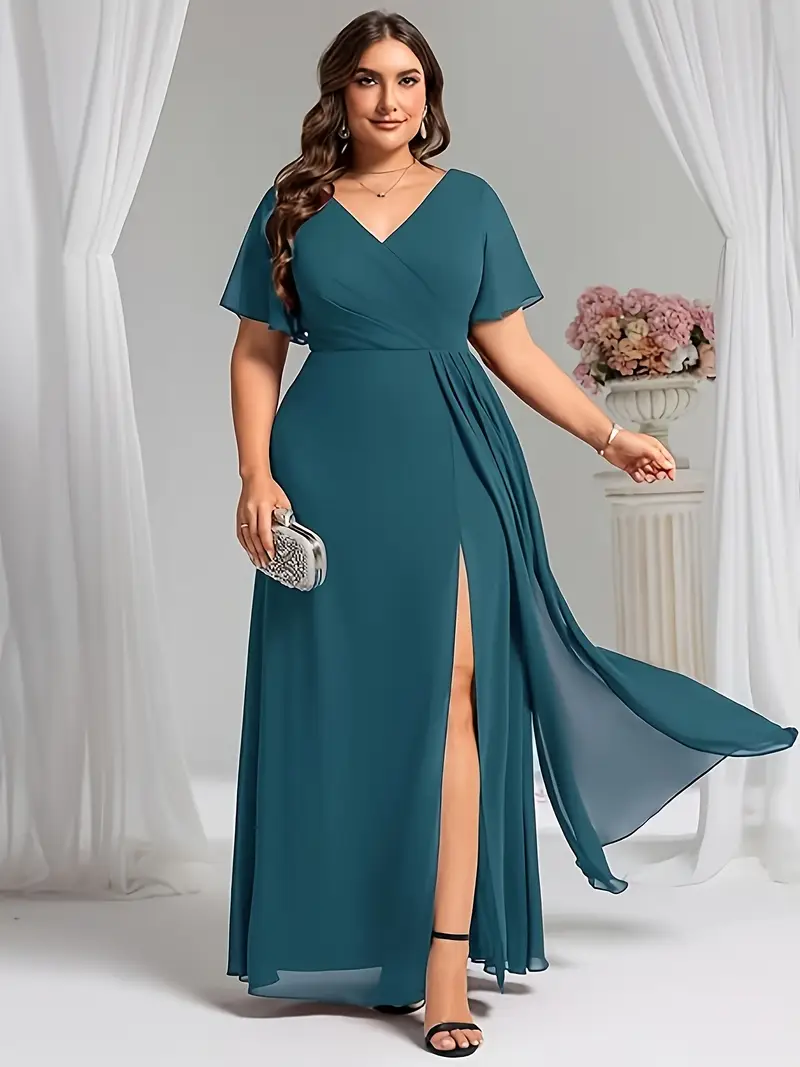 summer plus size formal dresses YWDJ Formal Dresses for Women Party Dress Summer Plus Size Casual Lace Short Sleeve Oversize Round Neck Solid Sleeve Loose Gift for Wedding Guest Evening Party Graduation Birthday Party Tea Party -
