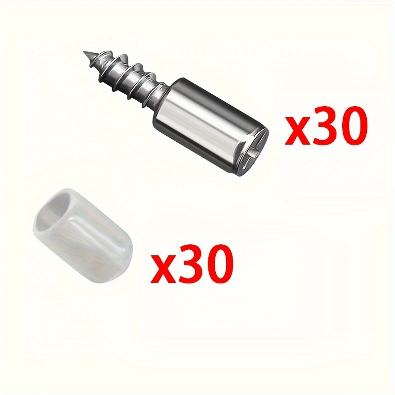 Image of 60pcs Nail Rest Set: 30pcs Nail Rest Plus 30pcs Adhesive Sleeves For -piece Self-tapping Screw Laminate Cabinet Body Fixed Support Partition Grain Rest With Glass Additions Shelf