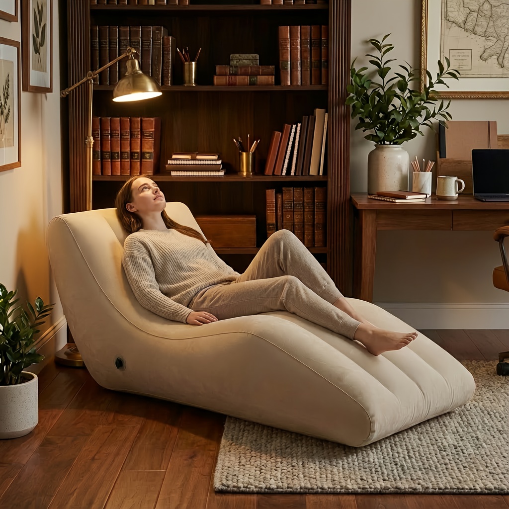 Thickened Inflatable Chaise Lounge – Comfortable Support for Extended Sitting, Quick Inflation And Space-Saving Storage, Durable for Indoor/Outdoor Use, Perfect for Reading, Camping, Picnics And Home Relaxation