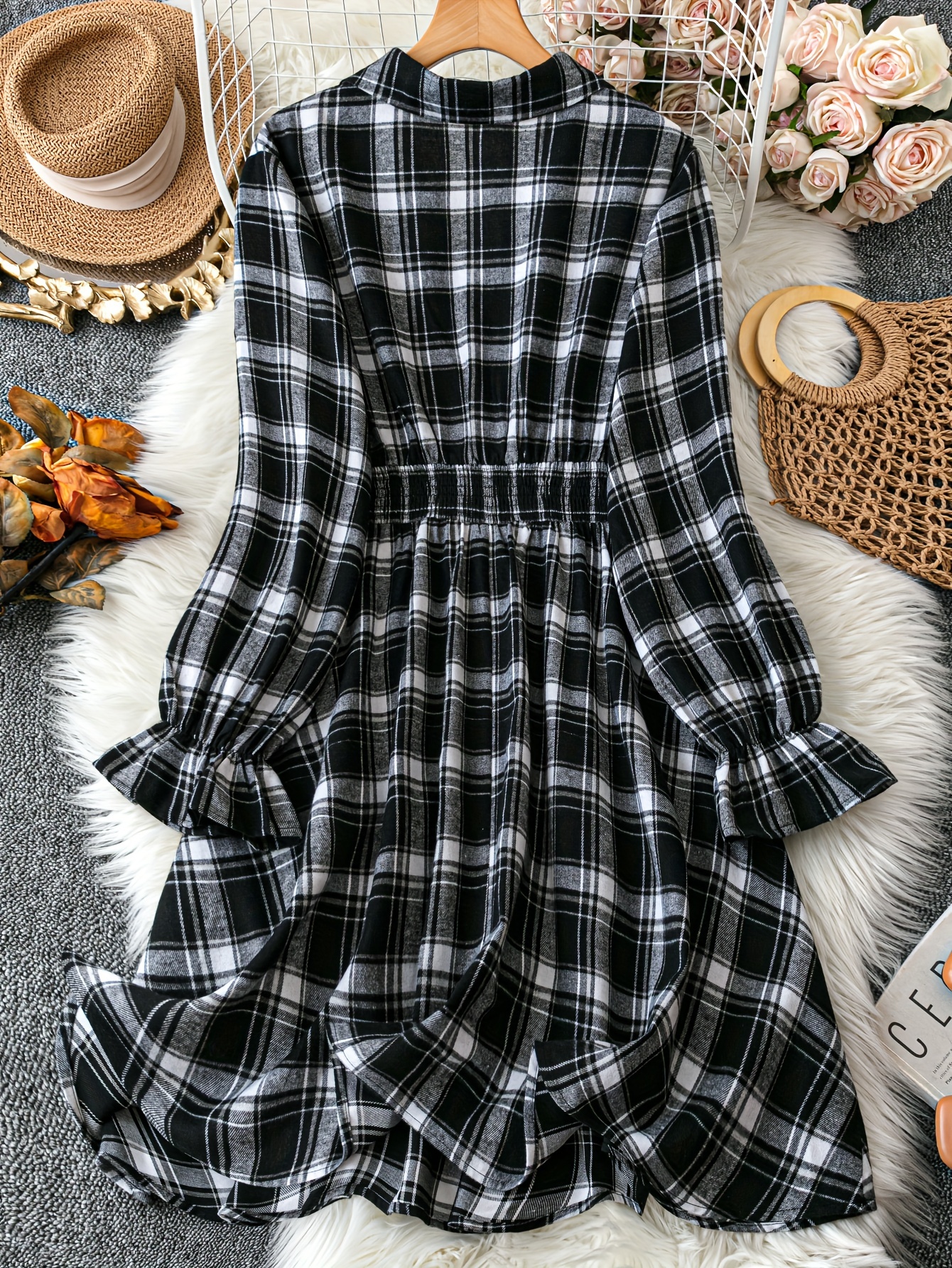 plus size print collar dress elegant ruffle Temu