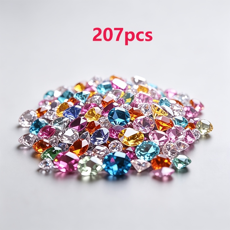 TEMU 207/765pcs Acrylic Fake Diamonds, Suitable For Vase Filling, Table Centerpiece Decoration, Cosmetics Storage, Diamonds, Acrylic Gemstones,