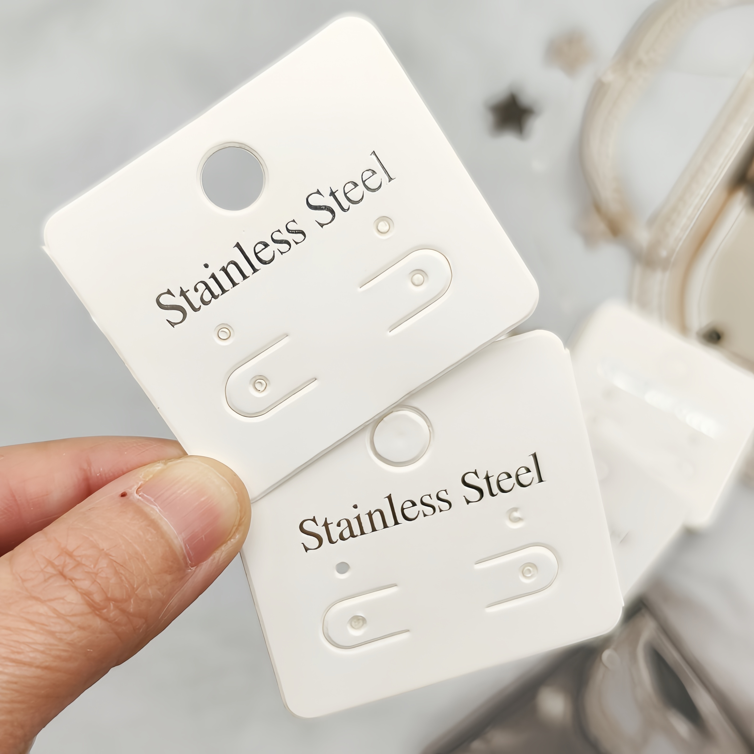 50 Sheets Of 4-hole Earring Display Cards, For Studs And Clip-ons, Individually Packaged Earring Bags