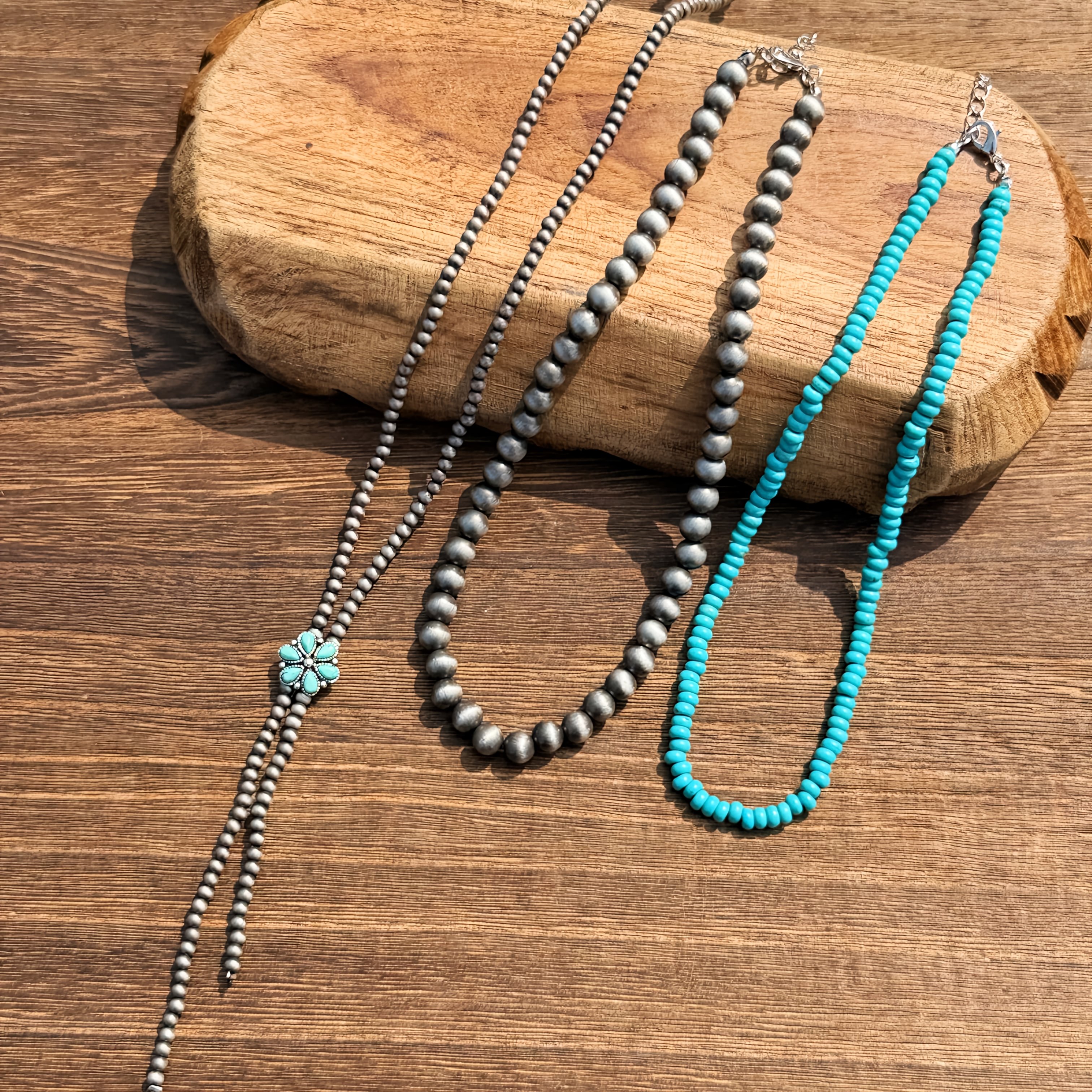 TEMU Ensemble de 3 style bohème vintage western country, collier en Y en chaîne avec lapis- synthétique et collier court fait main, idéal pour , les
