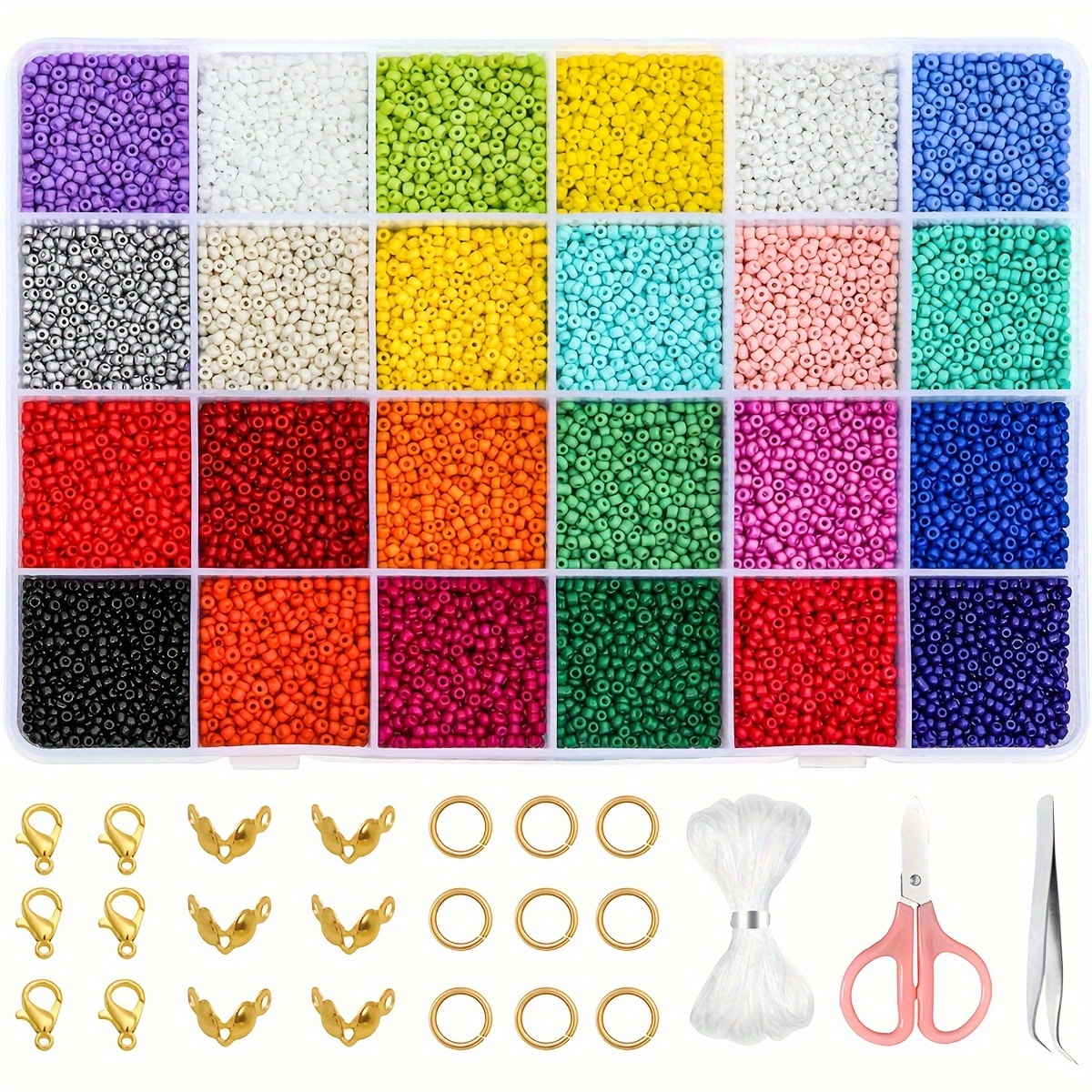 

Kit de 11520+ Perles de Verre de 2Mm pour la Fabrication de Bijoux DIY - Ensemble Complet de Loisirs Créatifs avec Accessoires pour Bracelets d'Amitié & Colliers