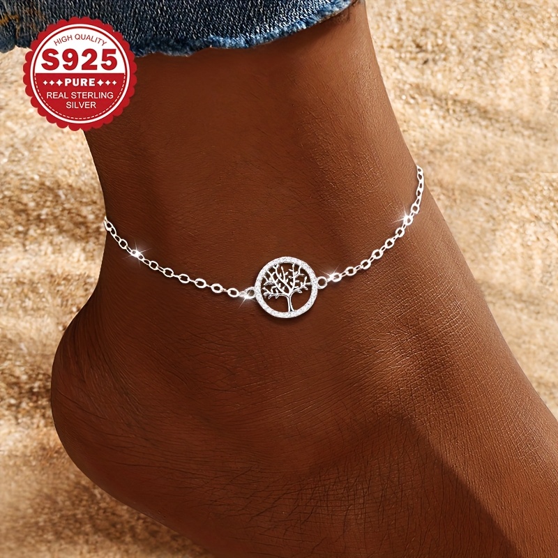Image of 1 Women's Anklet, S925 Sterling Fashion Women's Summer Anklet, Tree Of Life Anklet, Niche , Suitable For Daily Wear, Summer Beach Vacation Wear, Hypoallergenic