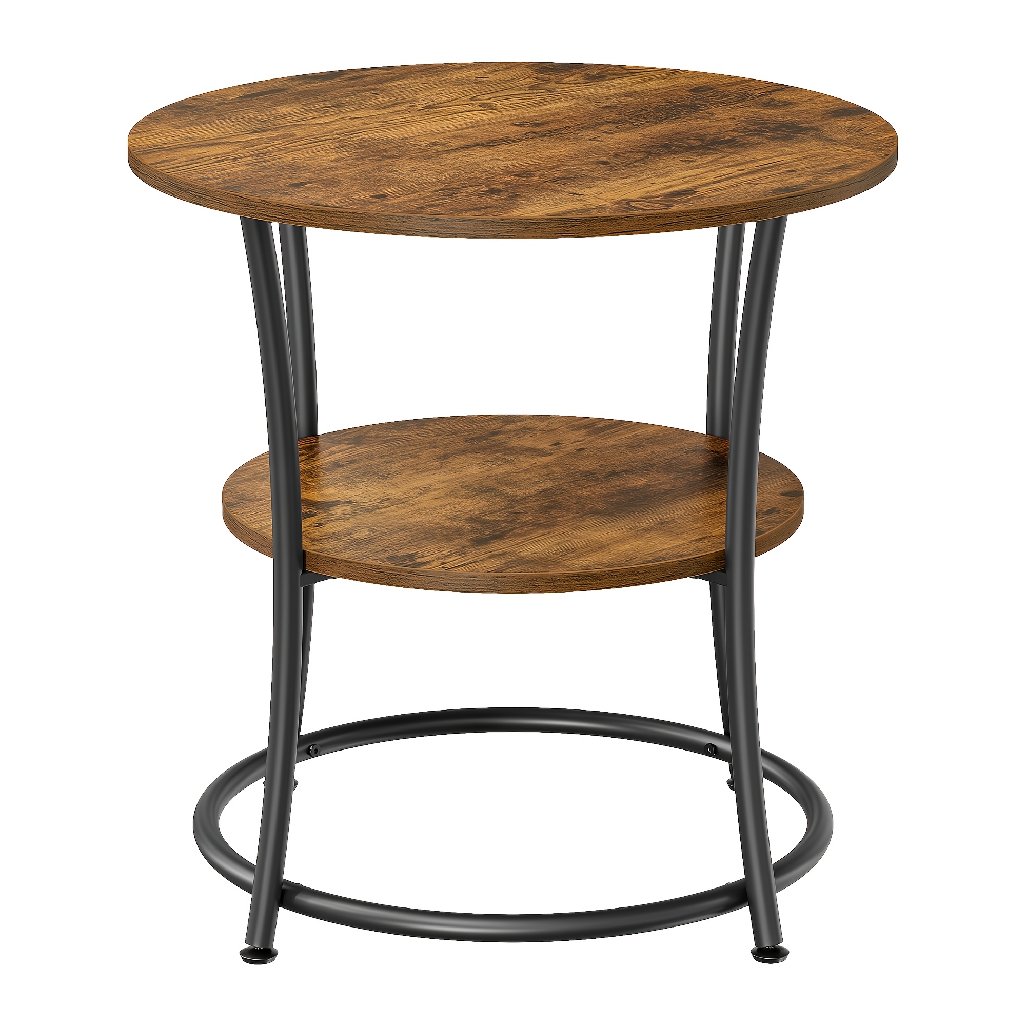 TEMU redonda con 2 estantes - Retro para ahorrar , pequeña de madera ingenierizada y , adecuada para oficina, dormitorio universitario - Mesa de