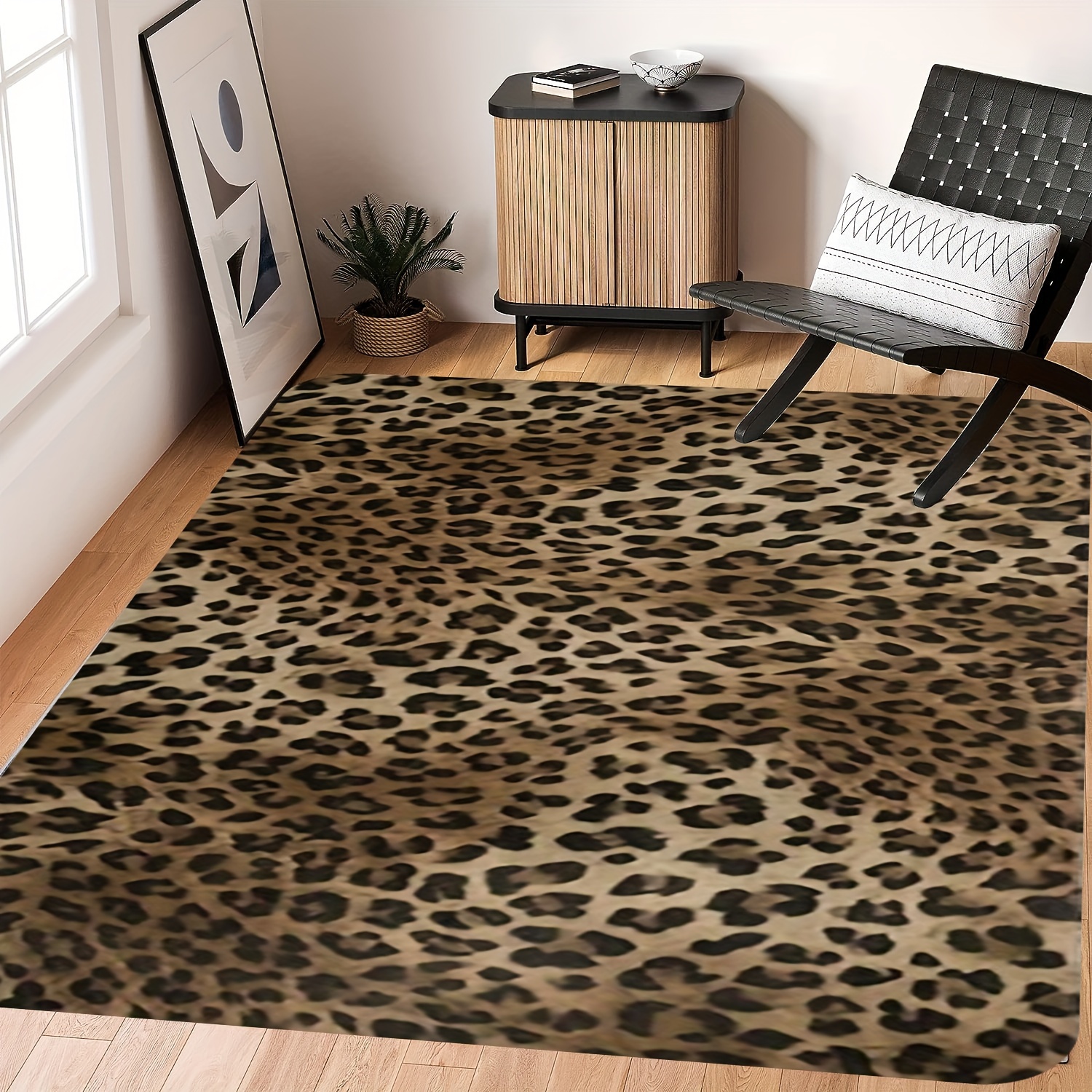 

1pc, Leopard Print Indoor Mat, Flannel Area Rug, Non-slip Floor Carpet, Home Decor, Room Decor, Home Kitchen Items