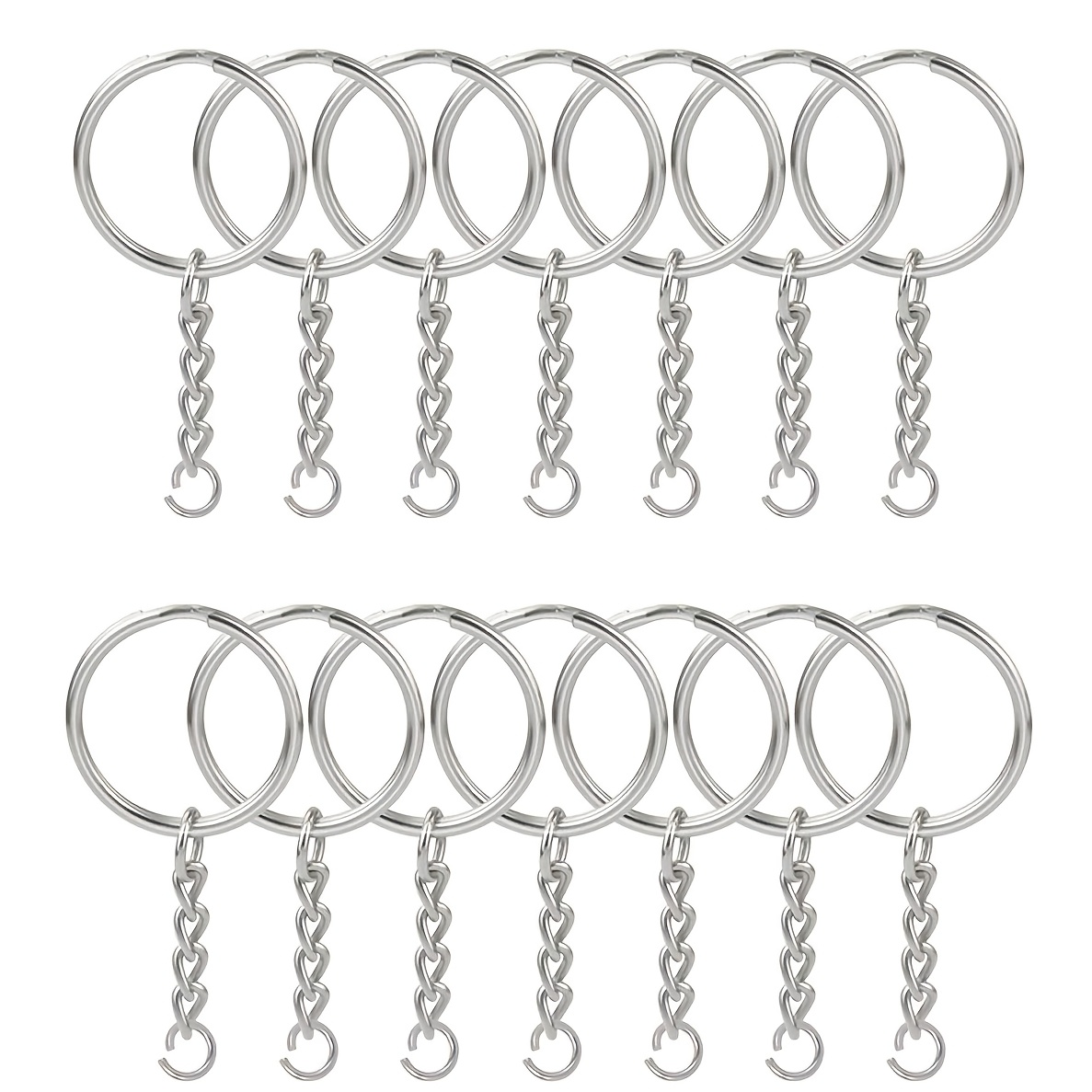 

30pcs Stainless Rings With Chain Rings, 15 Key Rings, 15 Chain Rings, 1 Inch Separation Rings, Open Jump Joint For Diy Crafts And Jewelry Making, Jewelry Making, Suitable For Crafters