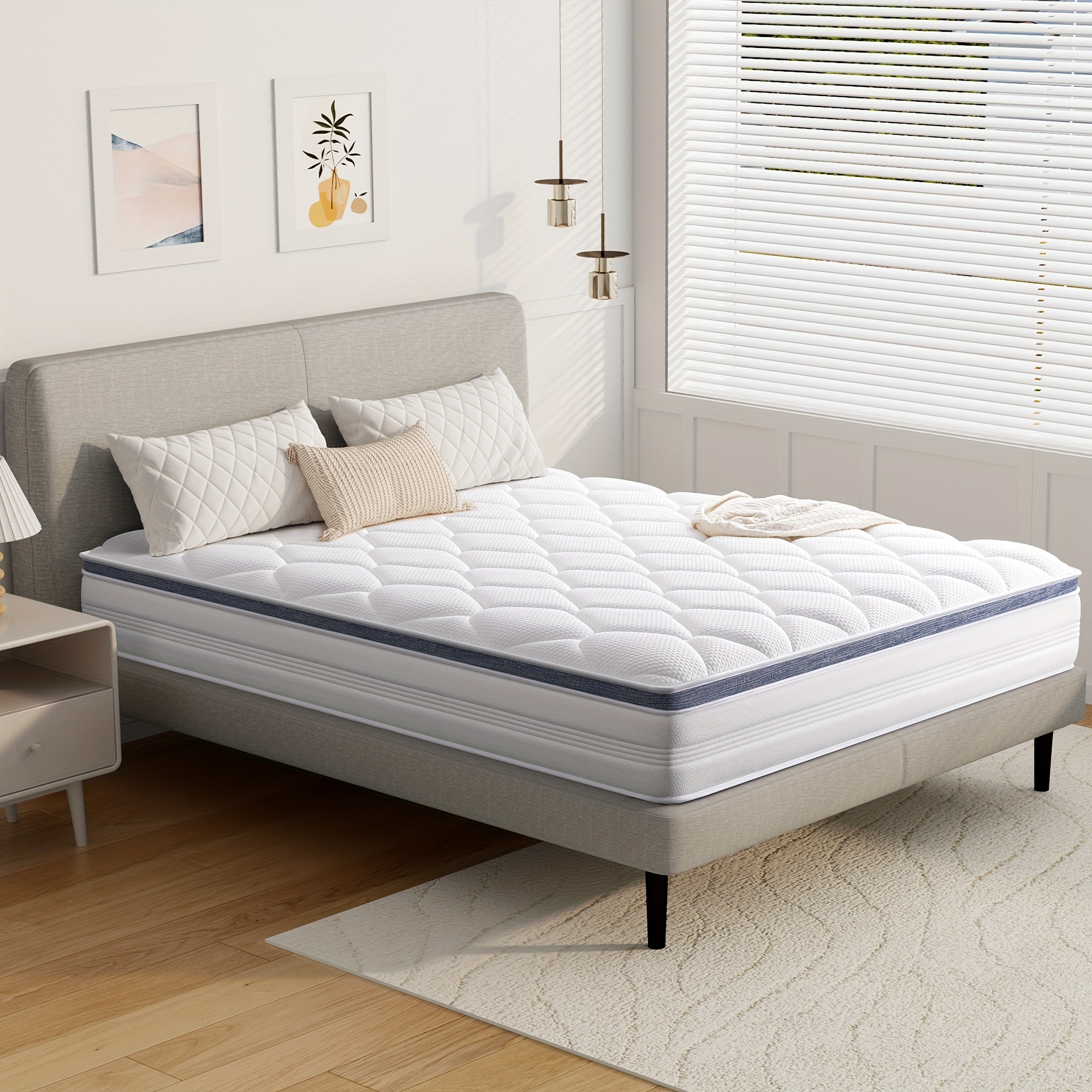 TEMU 22/25cm Memory Foam Hybrid Mattress, Silent Innerspring & Pocket Springs For Cool-, Single, Small Double, Double Sizes