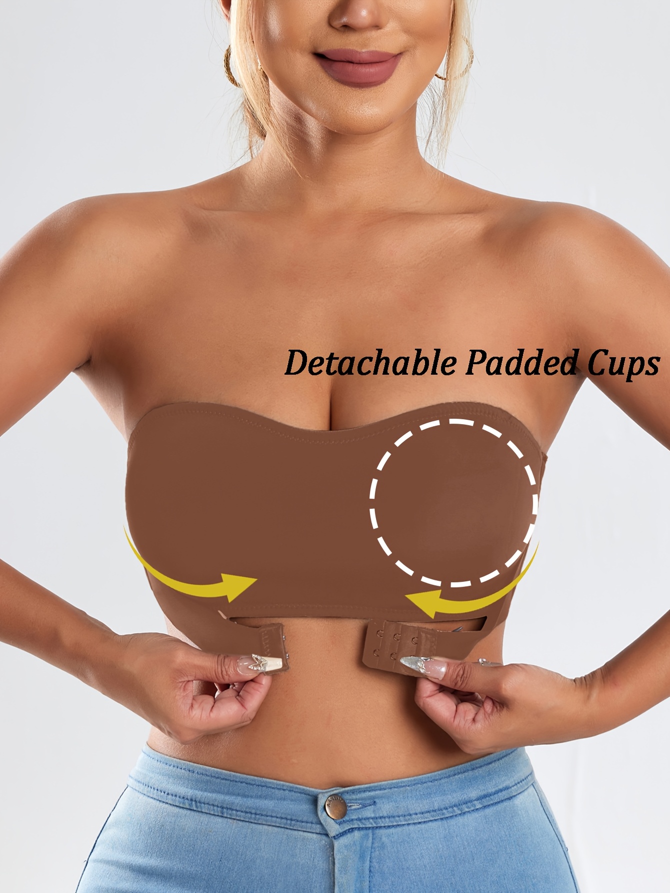 4pcs Women's Strapless Wireless Daily Bra Set, Soft Support