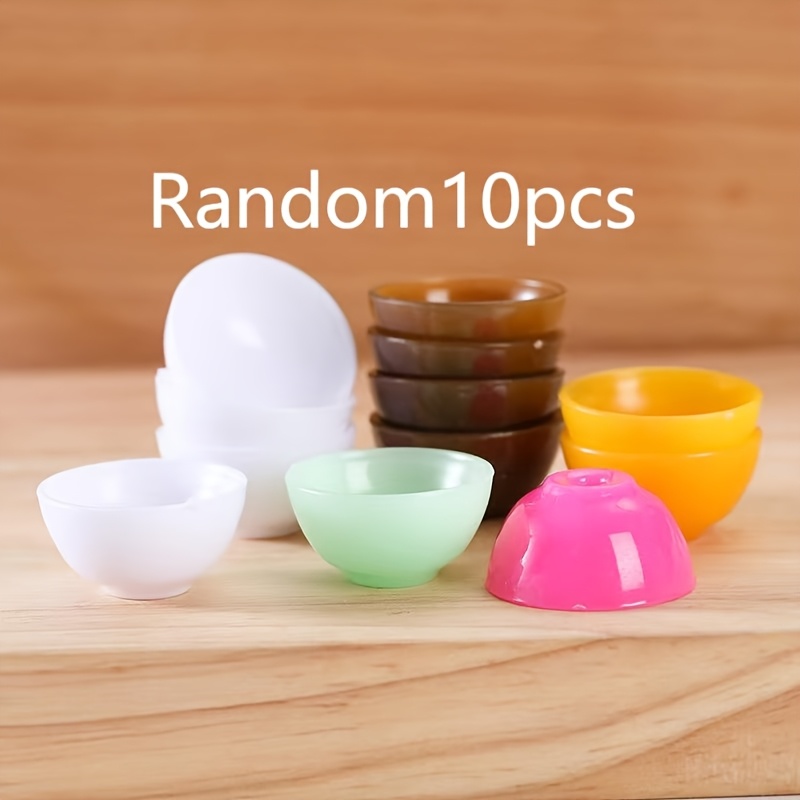 Image of 10pcs Set, Random Colors, Miniature Food Play Bowls, Scene Model Ornaments, Mini Kitchen Tableware Small Bowls, Toy Diy Dollhouse Accessories