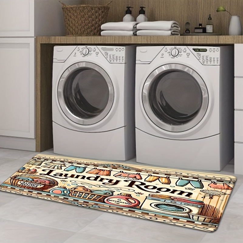 TEMU 1pc Household Laundry Cartoon Themed Floor Mat, Soft And Comfortable Mat, Room Bedroom Quick Drying Mat, Indoor Strip Mat, Flannel, Machine