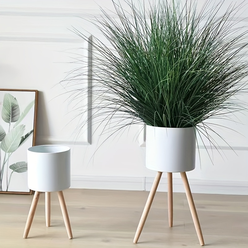 

1 Pack, Modern Indoor Plant Stand With Pot, Nordic Style White Metal Frame With Iron Art Shelf, Simplistic Home Decor Flower Holder, 20cm Base, 56cm Height, For Living Room Decor