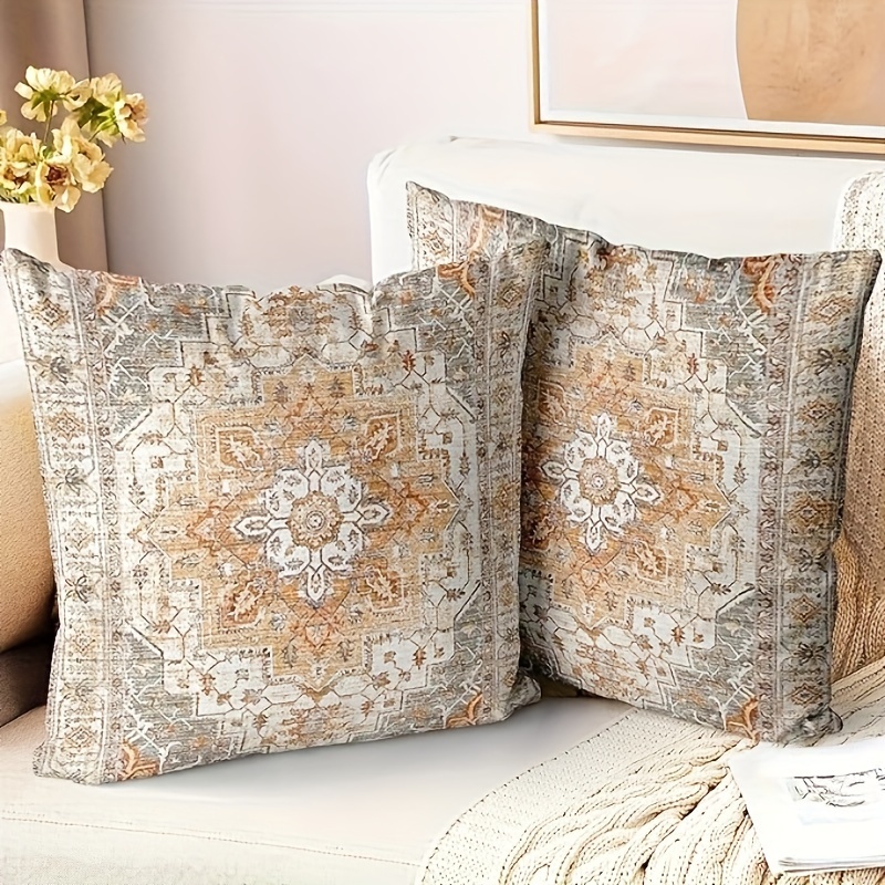 

2 Pcs Geometric Patterned Velvet Pillow Covers - 45cm X 45cm, Suitable For Living Room, Bedroom, Or Corridor Decorating