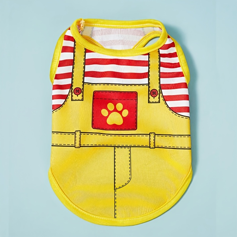 TEMU ペット用子犬/子猫 キャラクターハンバーガー柄 サスペンダーよだれかけ＋通気性・冷却ベスト、猫・犬用、様々な祝日、家庭、キャンプ、パーティーに