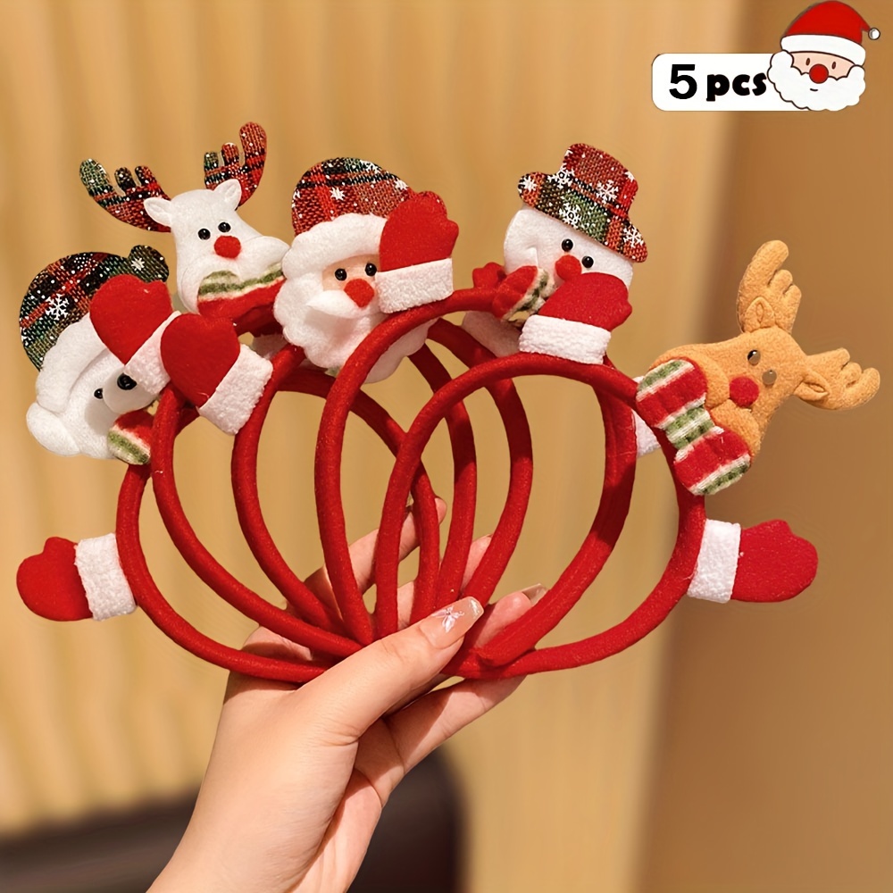 TEMU 5 Christmas Elk Snowman Accessories Headband Suitable For Christmas Gifts