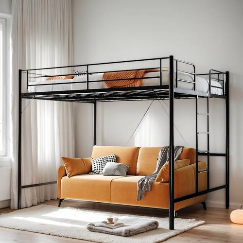 queen loft bed frame with flat rungs spring required heavy duty metal slat support
