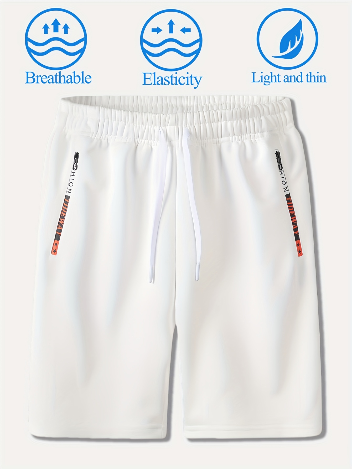 1pc Men's Breathable Knit Athletic Shorts with Elastic Waist & Zipper Pockets - Moisture-Wicking Workout Shorts for Running, Gym, Training, Beach - Multi-Color Options, Smooth Texture Fabric