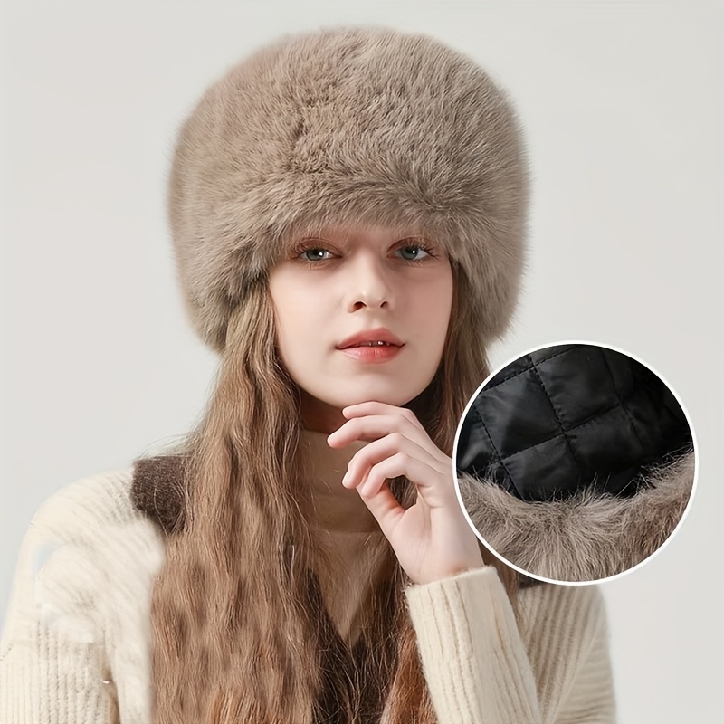 

Large Padded Women's Luxurious Fur Hat, Decorated With Fox Fur, Warm Ear Protection, Multifunctional Winter Accessories, Elegant Holiday Gifts