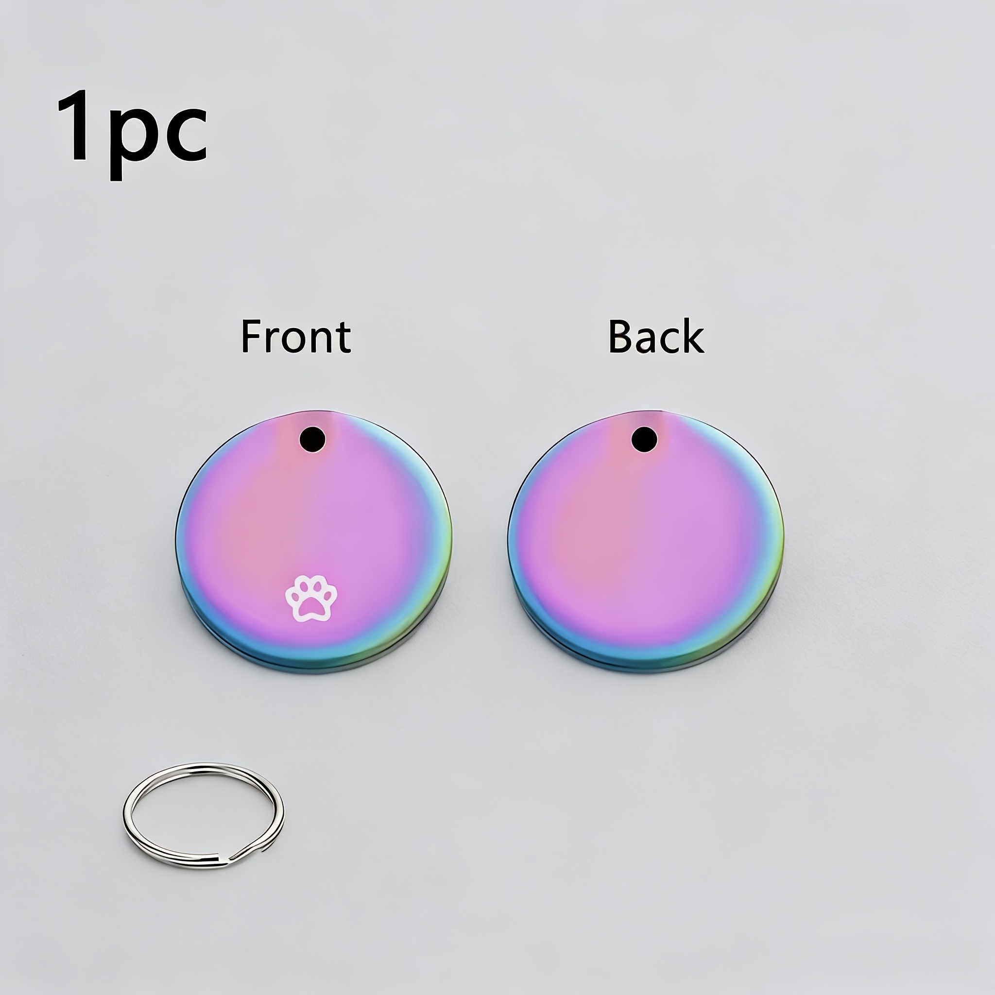 Double-Sided Engraved Pet Tag, Custom Easy Round Metal Anti-Lost Tag