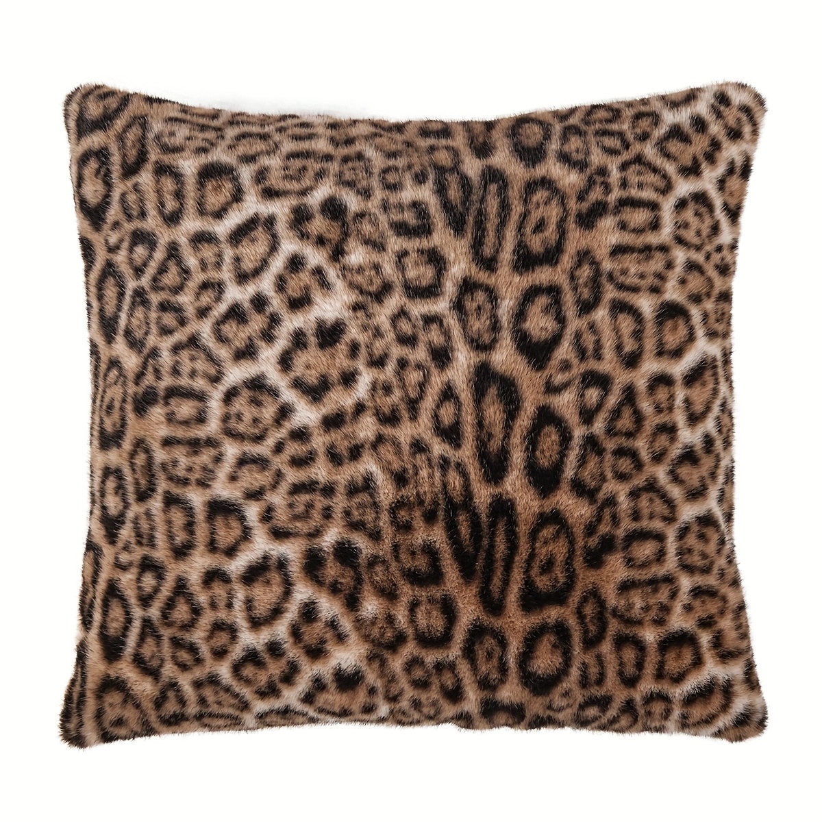 TEMU 1pc Gorgeous Leopard Print Plush Pillowcases, Pillow Cover With Zip Closure, Hand Wash Only, Decorative Cushion Covers For Living Room, Office