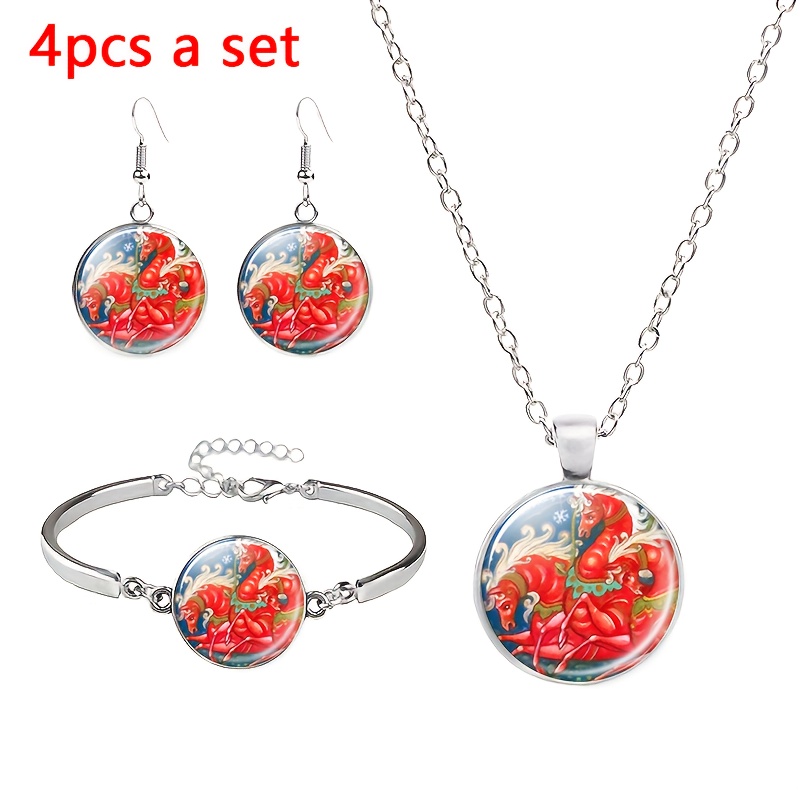 4pc Vintage Art-Style Jewelry Set, Gift Featuring Minotaur Design