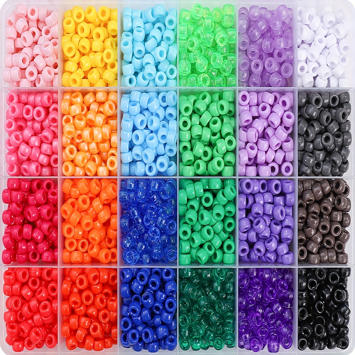 

2400pcs Acrylic Pony Beads Set, Multicolor Cylinder Beads For Jewelry Making, Diy Crafts, Bracelets, Hair Braiding, With Storage Box, Party Kit