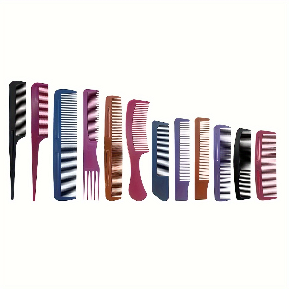 12pcs Styling Comb Set - Durable Plastic, & Travel Use