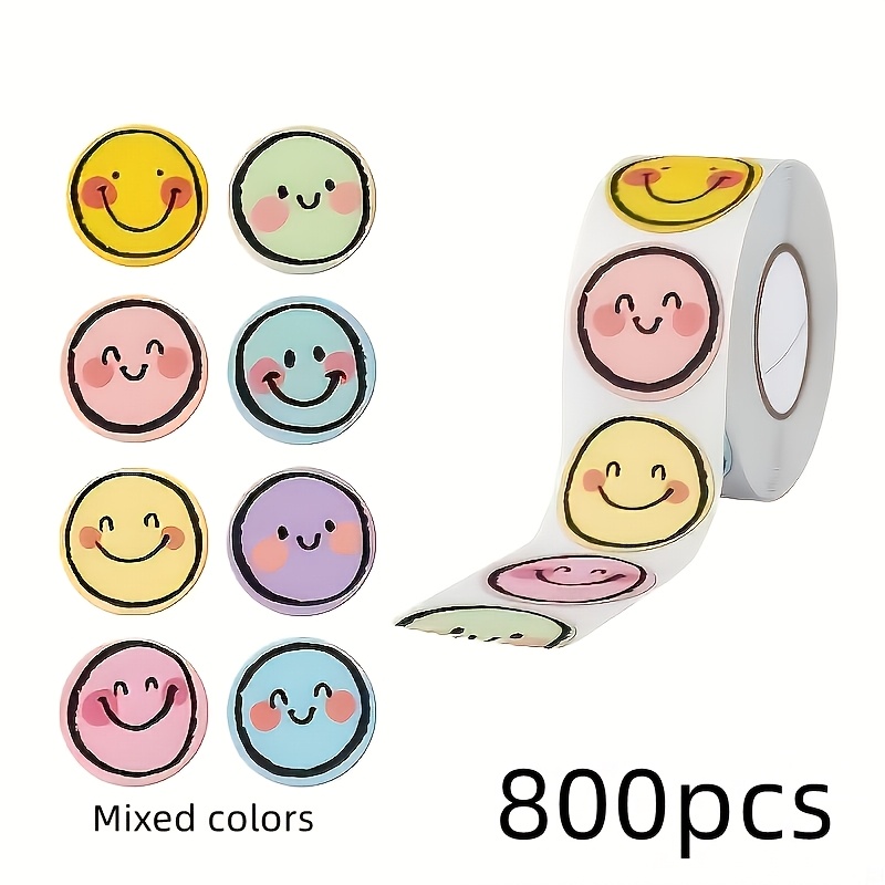 TEMU 800pcs Random Color Face Stickers - Creative Label Stickers, Suitable For Back-to-school Learning Rewards, Gift Tags, Office Gift Wrapping,