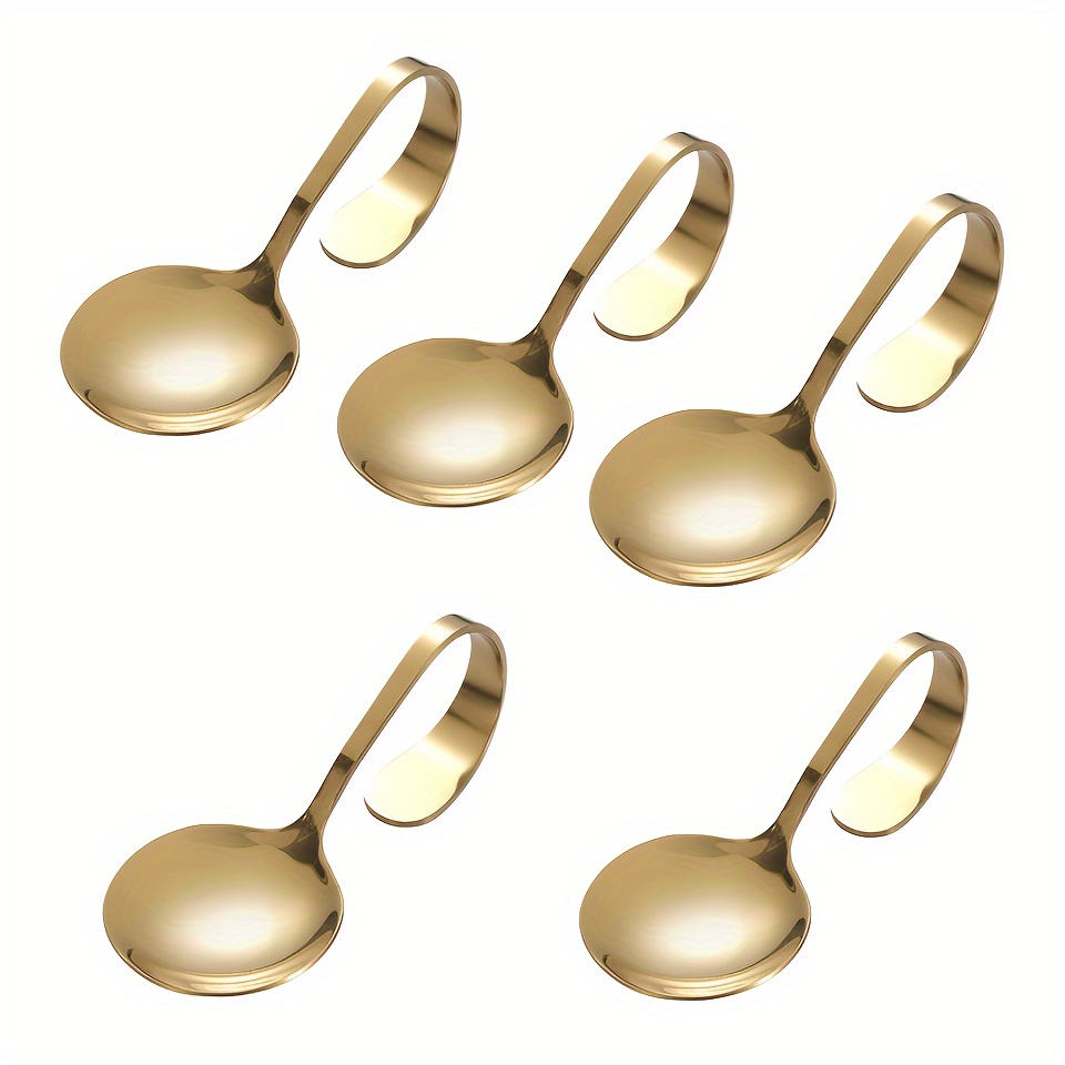 TEMU 5/10/20pcs Creative And Elegant Stainless Steel Twisted Vertical Curved Handle Spoon Hotel Self-service Service Spoon Shrimp Smooth Salad Spoon