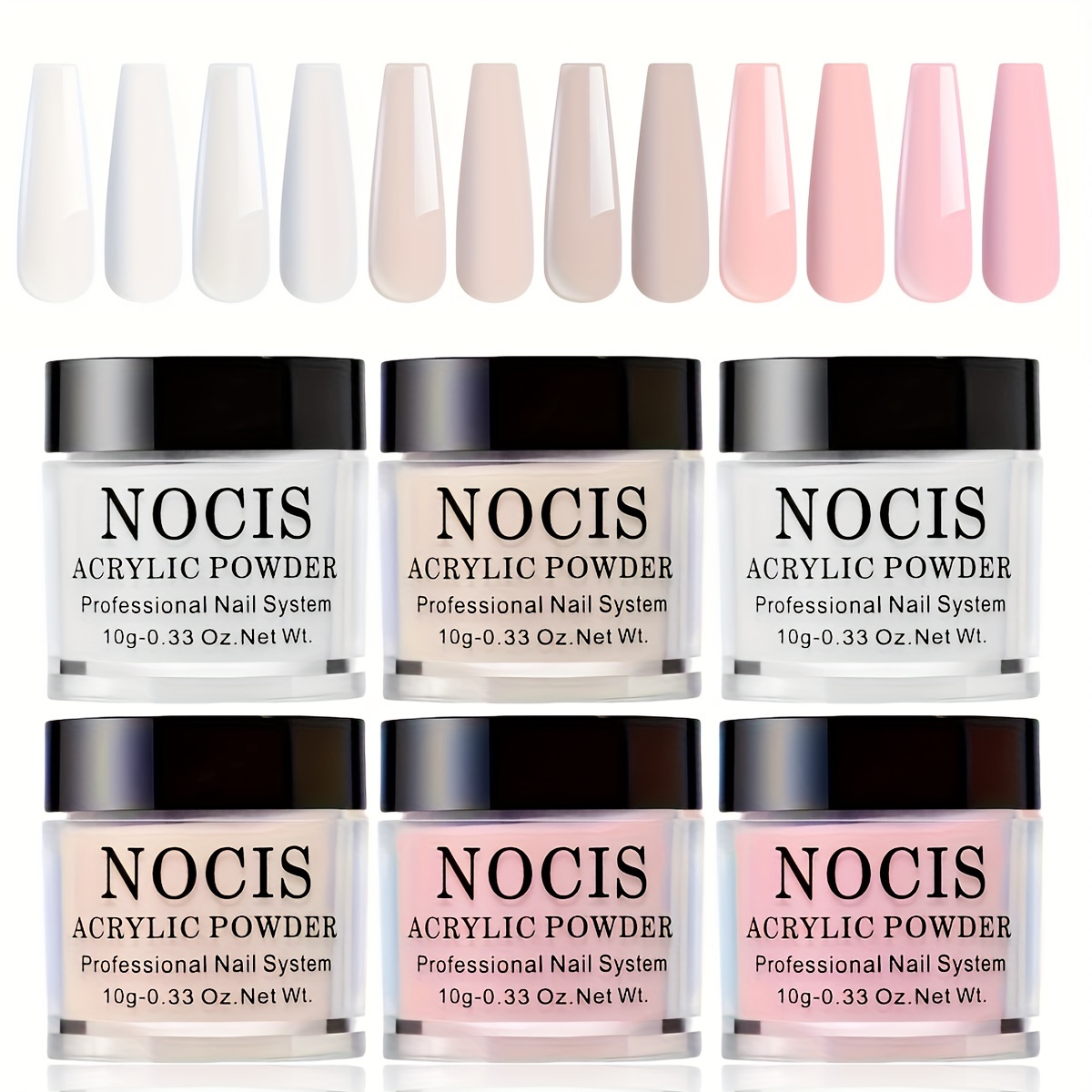 

Nocis 6-color Nude Pink Acrylic Powder Set, Vibrant Nail Art Decorations, Seamless Long- Manicure, Easy Application, High-quality , Fragrance-free, ≤100ml, Nail Art Kit