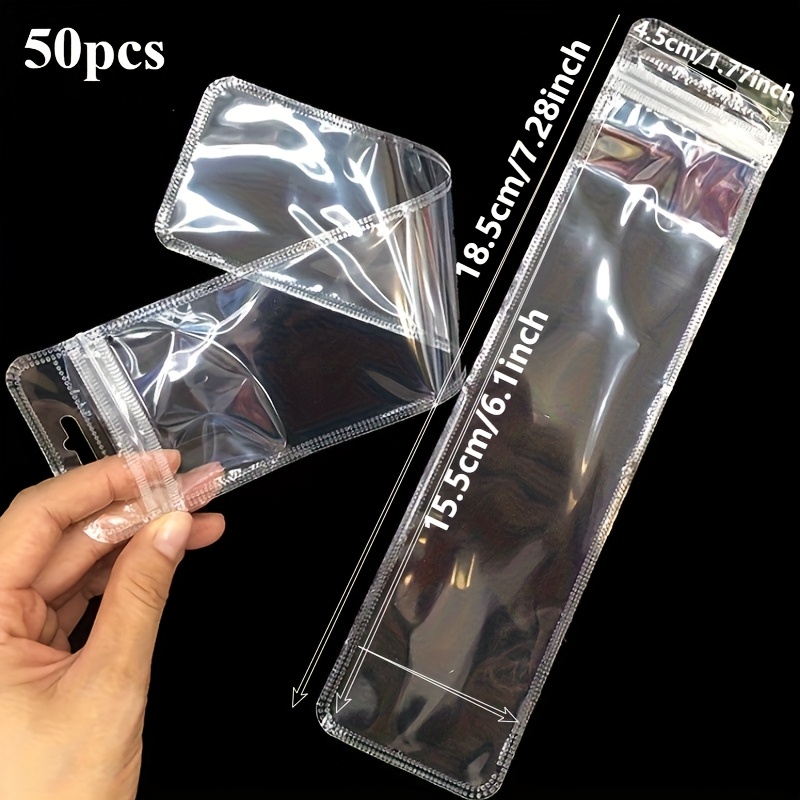 TEMU 50 Pezzi Set di Bustine per Matite in Plastica Autosigillanti - Confezione Resistente per Materiali Artistici e Piccoli Oggetti, Stili Multipli