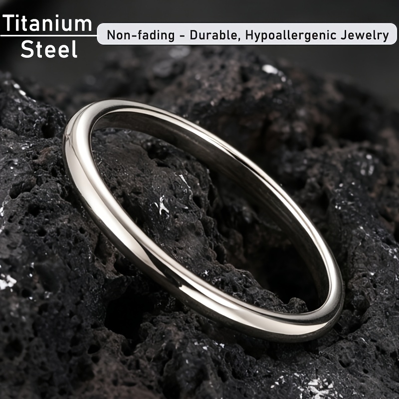 Women's Slim Titanium Steel Ring, Minimalist Style