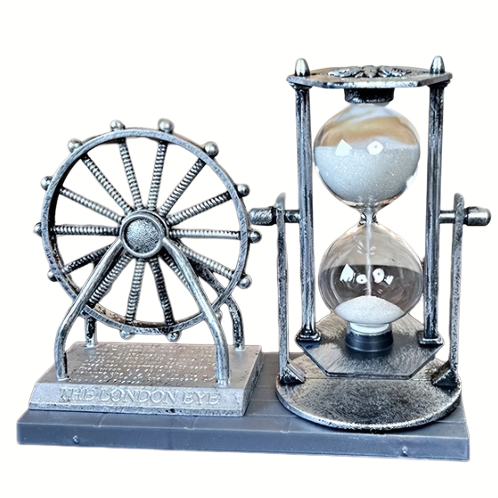 

Vintage Wheel Statue Hourglass Sand Clock Retro Desk Timer Decor For Living Room Bedroom Decor