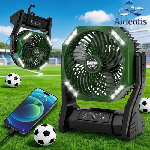 20000mah camping fan with led light brushless motor 180 degree 22 26h long portable outdoor desk usb fan for camping hiking picnic emergency