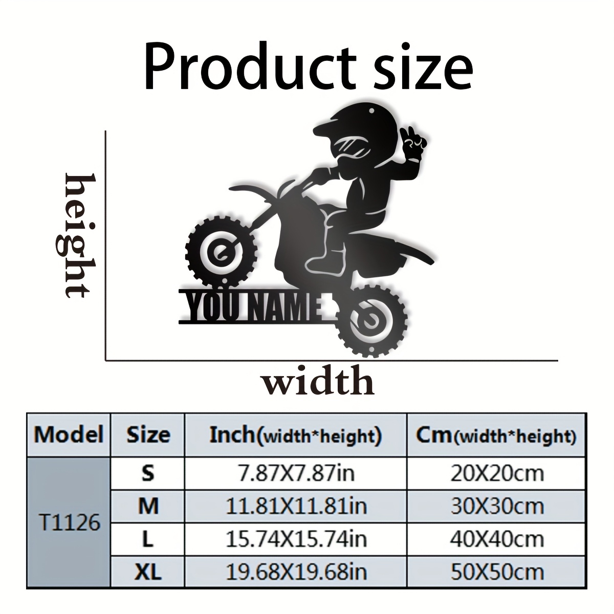 TEMU 1pc Personalized Motocross Artwork, A Custom Metal Wall Sign Featuring Dirt 's Name, Perfect For Decorating A Room With A Motorcycle Theme