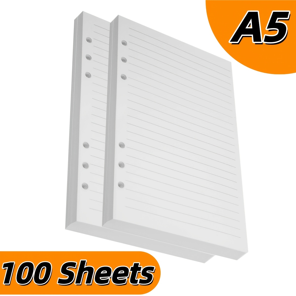 TEMU A5 Lined Paper Refill, 6-hole Notebook Refill Paper For 6-ring Refillable Binder, A5 Filler Paper, Loose Leaf Paper For Planner Refills,
