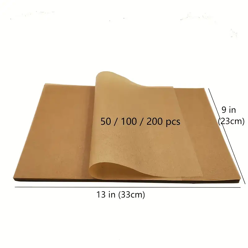 50 100 200pcs unbleached parchment paper baking sheets 9x13 inches non stick precut baking parchment baking grilling air fryer steaming bread cup cake cookie Product details 2
