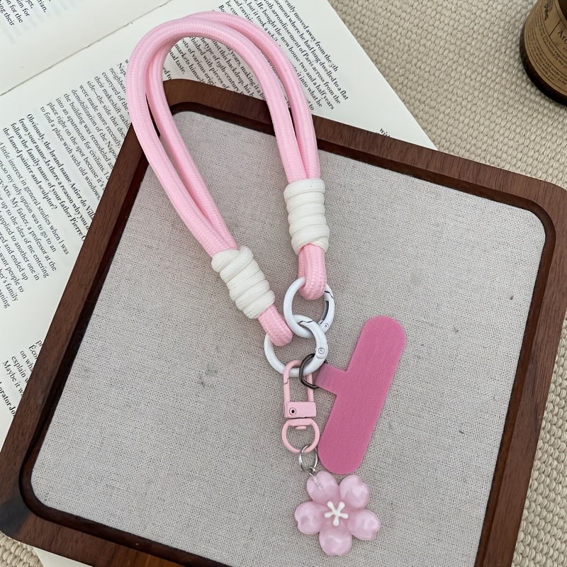 E-shop Transparente Handy-Umhängeband-Armbandschlaufe mit Kirschblüten-Motiv, Süßes Handy-Armband mit Bindeschnur, Handy-Anhänger-Band, passend für