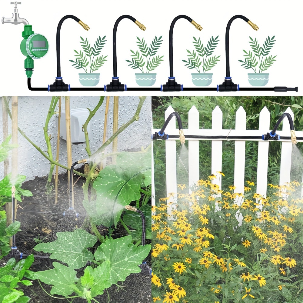 diy greenhouse garden watering system universal spray kit plastic no electricity needed european american thread standard ideal for plants patio misting cooling details 0