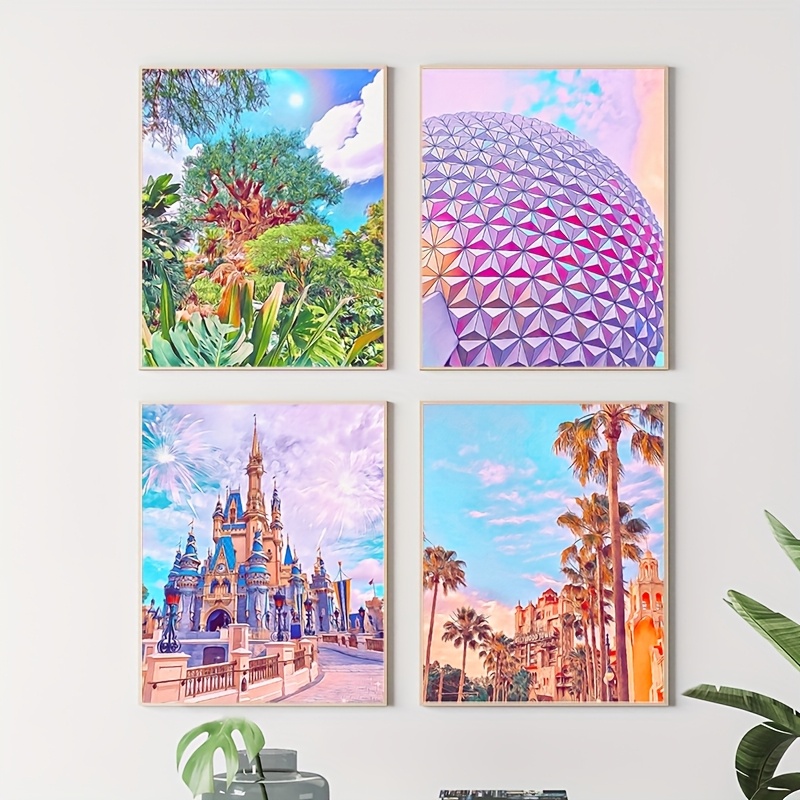 

4pcs Tree Of Life Canvas Art Prints, Ball Poster, Pink Pictures For Living Room, Bedroom, Home Office, Dorm Decor