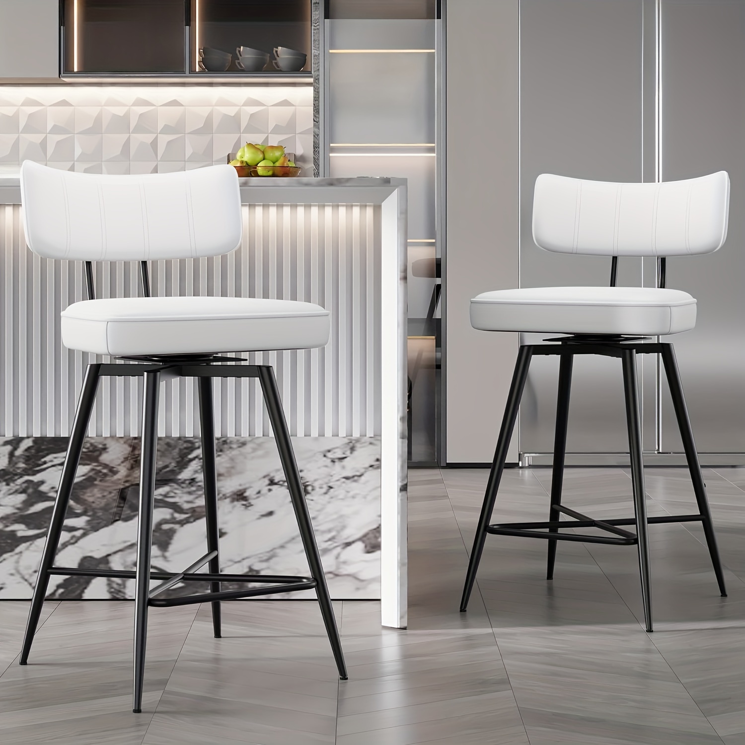 counter height bar stools swivel barstools set upholstered Temu