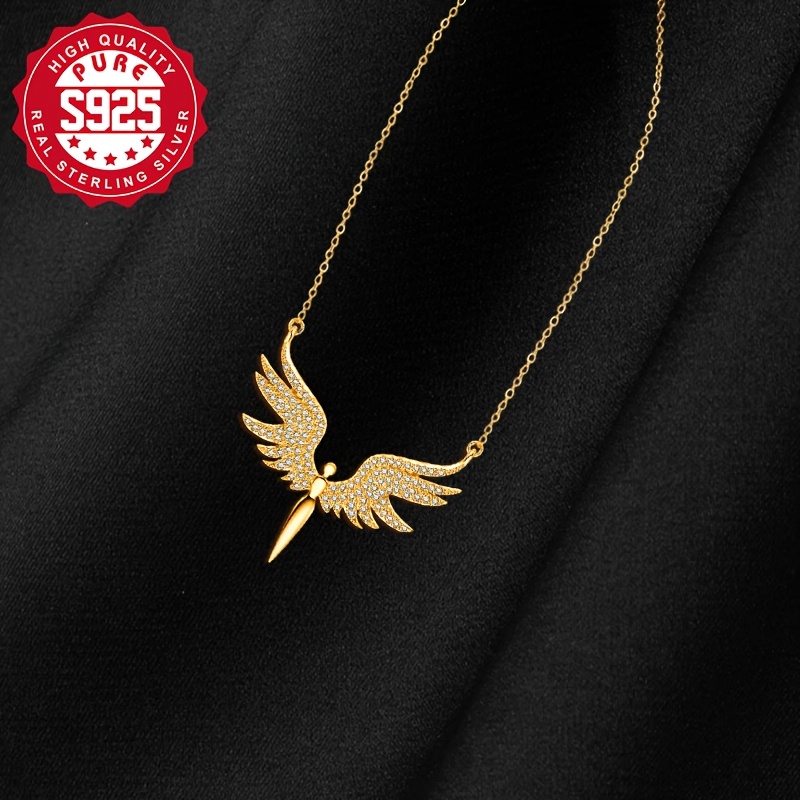 Women's S925 Silver Angel Wings Necklace, Exquisite Design