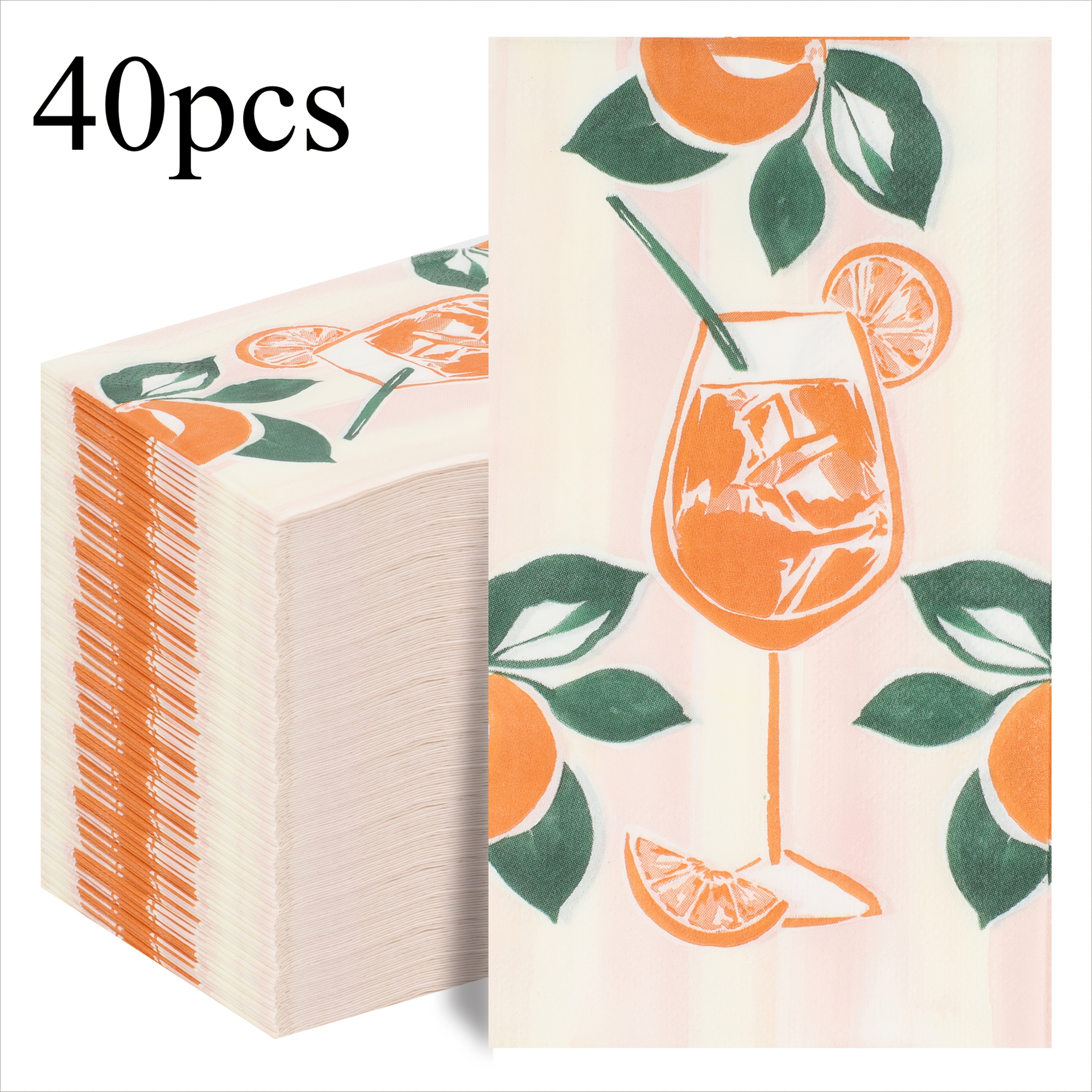 E-shop 40 Blatt/Set Lange Orangefarbene Zitronenbecher Muster Party Servietten, 2-lagige Quadratische Weiche Papierhandtücher, Unfaltet 33Cm*40Cm, Kann